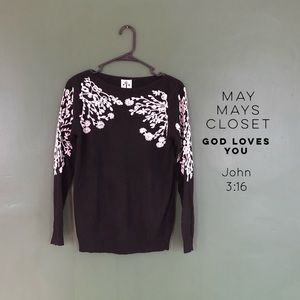 NWT Rain Rose Embroidered Sweater Top Floral XS